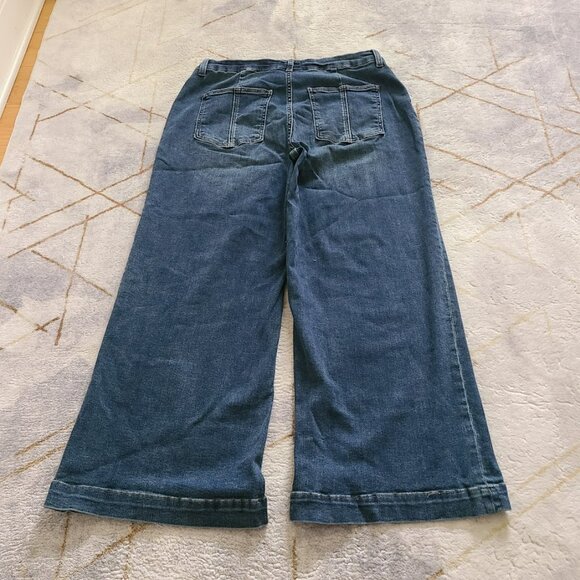 KUT from the Kloth Meg High Rise Wide Leg Cropped Jeans Size 16 Utility Pockets - Picture 2 of 8